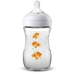 Philips AVENT Бутылочка полипропиленовая Natural SCF070/20, 260 мл Тигрята, с 1 месяцев, белый