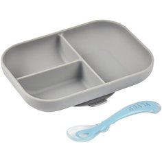 Набор посуды: тарелка, ложка ASS COMP SILI+ CUIL 2 AGE GREY Beaba