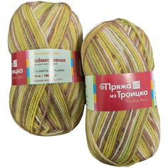 Пряжа из Троицка "Подмосковная"цвет: принт 7092; пряжи: 50% шерсть, 50% акрил;250 м, 100 г х 2 мотка Троицкая камвольная фабрика