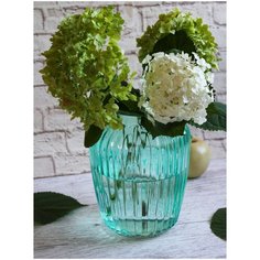 Ваза для цветов NinaGlass Луана, Бирюза, высота 19,5 см