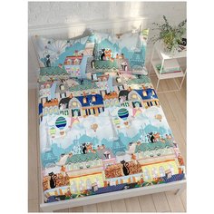 Простынь на резинке Сказка "Париж" натяжная простынь 120х200 см 1,5-спальная