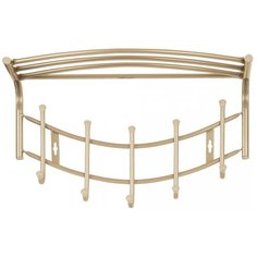 Вешалка настенная HAUSHALT светло-золотая 5 крючков с полкой для размещения верхней одежды и головных уборов