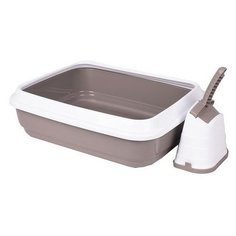 IMAC туалет-лоток для кошек DUO с совочком на подставке 59х40х28h см, серо-бежевый