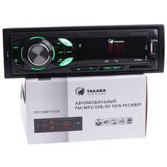 Автомагнитола TAKARA TFP-T60BT (Bluetooth,USB, AUX,SD,MP3) зеленая подсветка