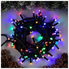 Гирлянда 20м, IP20, тёмная нить, 200LED, свечение мульти, 8 режимов, 220В Luazon Lighting