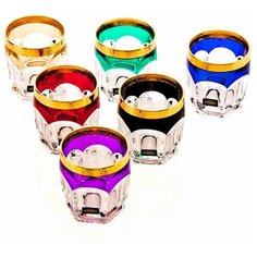 Стаканы для виски 250 мл 6 шт Crystalite Bohemia "Сафари /Ассорти /Золото" / 205857