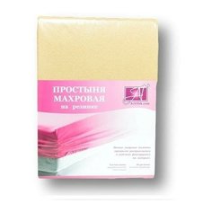 Простыня на резинке хлопковая махровая АЛЬВИТЕК ПМР-БЕ-90 бежевая 90х200