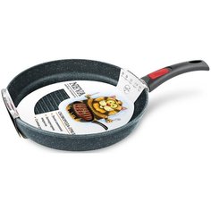 Сковорода-гриль InHome литая низкая, съемная ручка, 24см, Granite черный