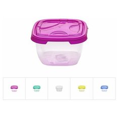 Контейнер пласт. прямоуг. 0.4 л, с крышкой, Frigo, DRINA (105х105х65 мм, цвета в ассортименте) (10302)