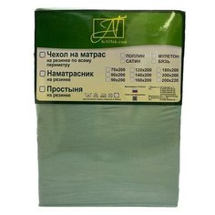 Простыня на резинке из сатина АЛЬВИТЕК ПР-СО-Р-160-МЕН ментол 160х200х25
