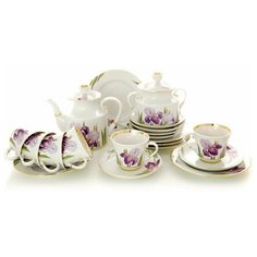 Сервиз чайный. Императорский фарфоровый завод. Форма Банкетная. Рисунок Ирисы. Твердый фарфор.