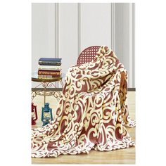 Плед АльВиТек Микрофибра Бамбук 103-PB, 200 х 220 см, коричневый/желтый