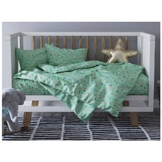 Комплект постельного белья Детский в кроватку Galtex Полосатые мишки зеленый ГАЛТЕКС