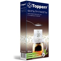 Фильтр пакеты для заваривания чая и травяных смесей №1 для чашки, кружки или небольшого заварочного чайника.100 штук, бумажные одноразовые Topperr