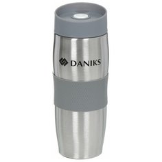 Термокружка Daniks SL-069, 0.38 л серебристый/серый