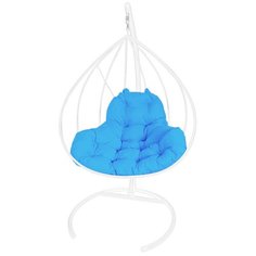 Подвесное кресло M-GROUP XL без ротанга белое , голубая подушка