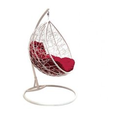Подвесное кресло-кокон M-GROUP Капля с ротангом, белый/бордовый