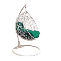 Подвесное кресло-кокон M-GROUP Капля с ротангом, белый/зеленый