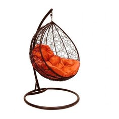 Подвесное кресло-кокон M-GROUP Капля с ротангом, коричневый/оранжевый