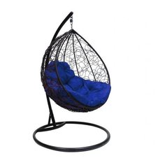 Подвесное кресло-кокон M-GROUP Капля с ротангом, черный/синий