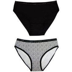 Salvador Dali Набор трусов слипы средней посадки, 2 шт., размер L(48-50), белые в крапинку и однотонный черный
