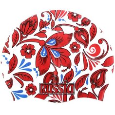 Шапочка плавательная Larsen Russia LS76, силикон, бел/кр