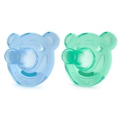 Пустышка силиконовая классическая Philips AVENT Soothie SCF194/04 3+, 2 шт., голубой/зеленый