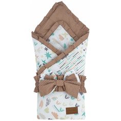 Одеяло на выписку AmaroBaby HAPPY Абстракция, белый/коричневый (перкаль)