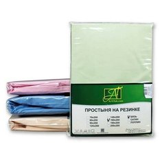 Простыня на резинке из сатина альвитек ПР-СО-Р-180-САЛ салатовая 180х200