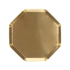 Meri Meri Тарелки одноразовые бумажные Basic 20 см, 8 шт., золотой