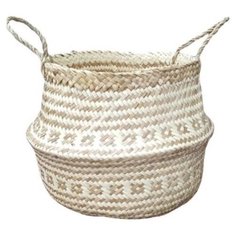 Корзина из пальмовых листьев с с этническим узором с зауженным горлышком, 35*h30см, натурально-коричневый Storidea