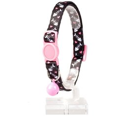 Ошейник для кошек нейлоновый DUVO+ "Рыбья кость", чёрно-розовый, 20-30см/10мм (Бельгия)