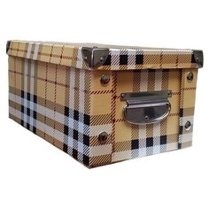 Коробка картонная складная Storidea 35х25х17,5 клетка металл угл/ручка