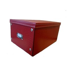Коробка для хранения складная, Storidea, под крокодил ,картон/винил, красная, металлическая ручка