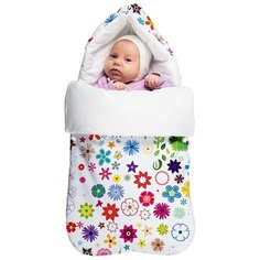 Конверт-мешок МиМиМи замний Весна Цветы белый/цветы 62 см