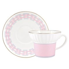 Чашка с блюдцем чайная. Императорский фарфоровый завод. Форма Волна. Рисунок Геометрия №5. Костяной фарфор. 155 мл