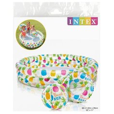 Бассейн надувной «Ананас» (круг+мяч) , 132 Х 28 СМ, от 2 ЛЕТ Intex