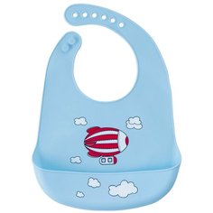 Baby Nice Нагрудник силиконовый с кармашком с рисунком, дирижабль/голубой