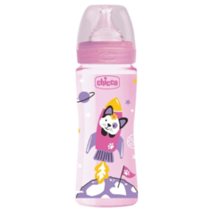 Chicco Бутылочка с соской из силикона Well-Being PP, 330 мл, boy/girl new, с 4 месяцев, розовый