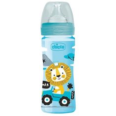 Chicco Бутылочка с соской из силикона Well-Being PP, средний поток, 250 мл boy/girl new, с 2 месяцев, голубой