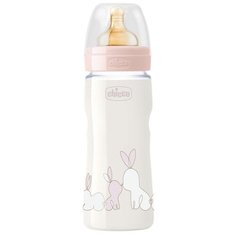 Chicco Бутылочка Original Touch с латексной соской, 330 мл, 4м+, с 4 месяцев, розовый