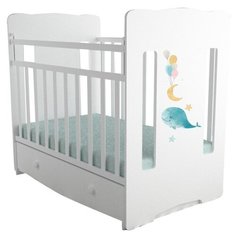 Кроватка Forest kids Cute Whale (классическая), поперечный маятник белый