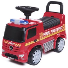 Пушкар пожарная машина-каталка детская Mercedes-Benz Antos Fire Department Babycare, кожаное сиденье, красный