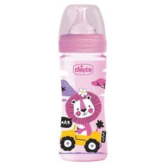 Chicco Бутылочка с соской из силикона Well-Being PP, средний поток, 250 мл boy/girl new, с 2 месяцев, розовый