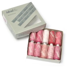 Набор бытовых ниток IDEAL 40/2, 366 м, 100% полиэстер, Mix P, розовые оттенки, 10 шт (40/2.IDEAL.АСС.РОЗ)