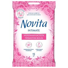 Влажные салфетки Intimate пребиотик Biolin 15 шт Novita