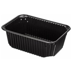 Одноразовый контейнер 1000 мл, комплект 100 шт., без крышки, 186х132 мм, черные, ПП, юпласт, ЮУПМ3636