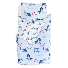 Постельное белье 1.5-спальное Forest kids Shark, поплин, 1 наволочка 50 х 70 см, голубой