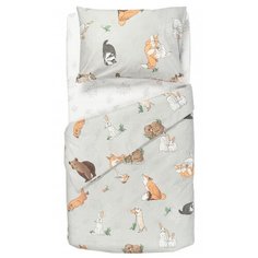 Постельное белье 1.5-спальное Forest kids Little Animals, бязь, 1 наволочка 50 х 70 см, серый