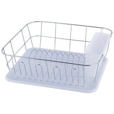 Сушилка для посуды Kamille 37*33*13,5см. из хромированной стали с поддоном 0763D